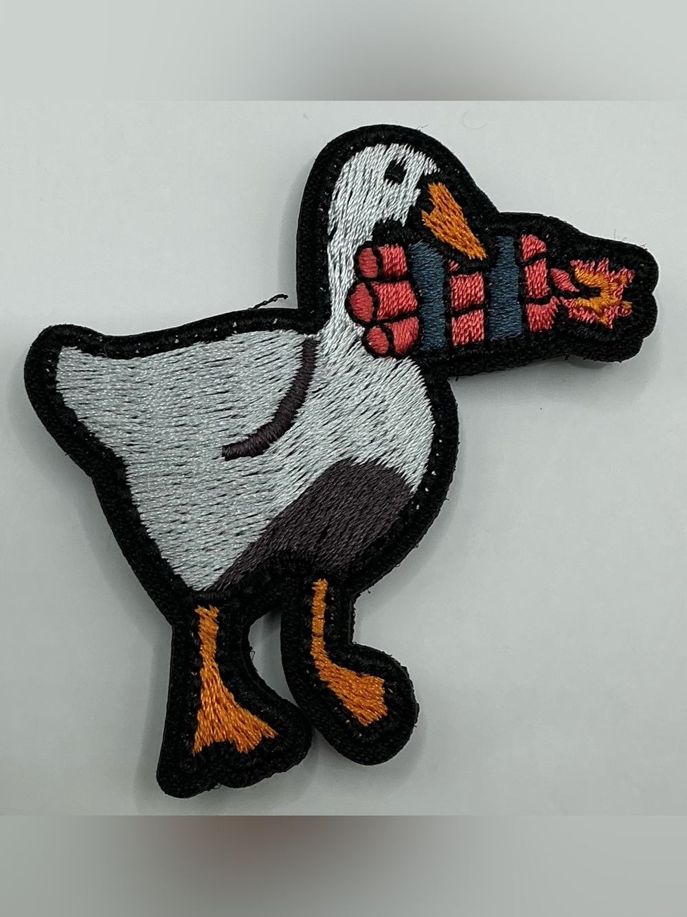 TACTICAL MORAL HOOK AND LOOP PATCH SILLY GOOSE DYNAMITE IN MOUTH NWOT